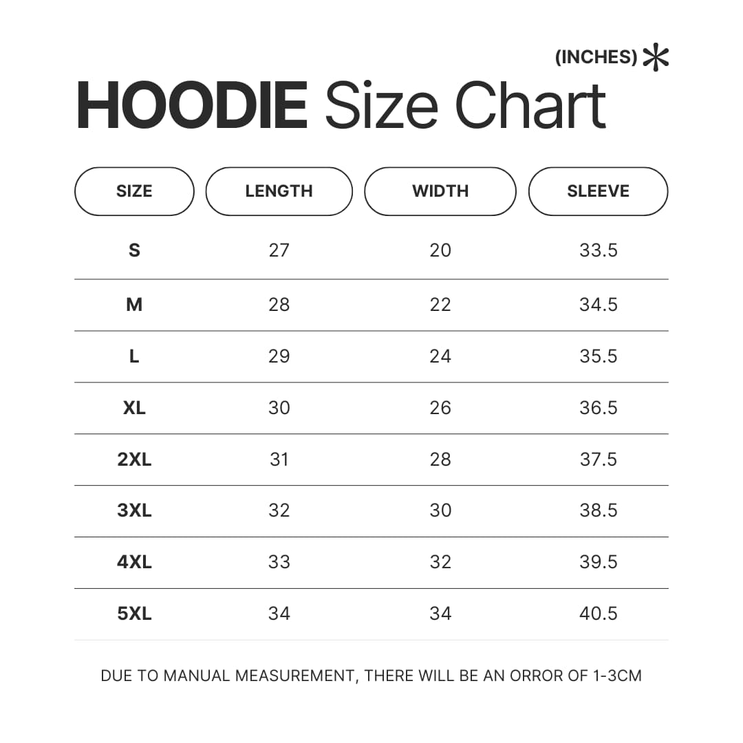 Hoodie Size Chart - Ajr Band Shop