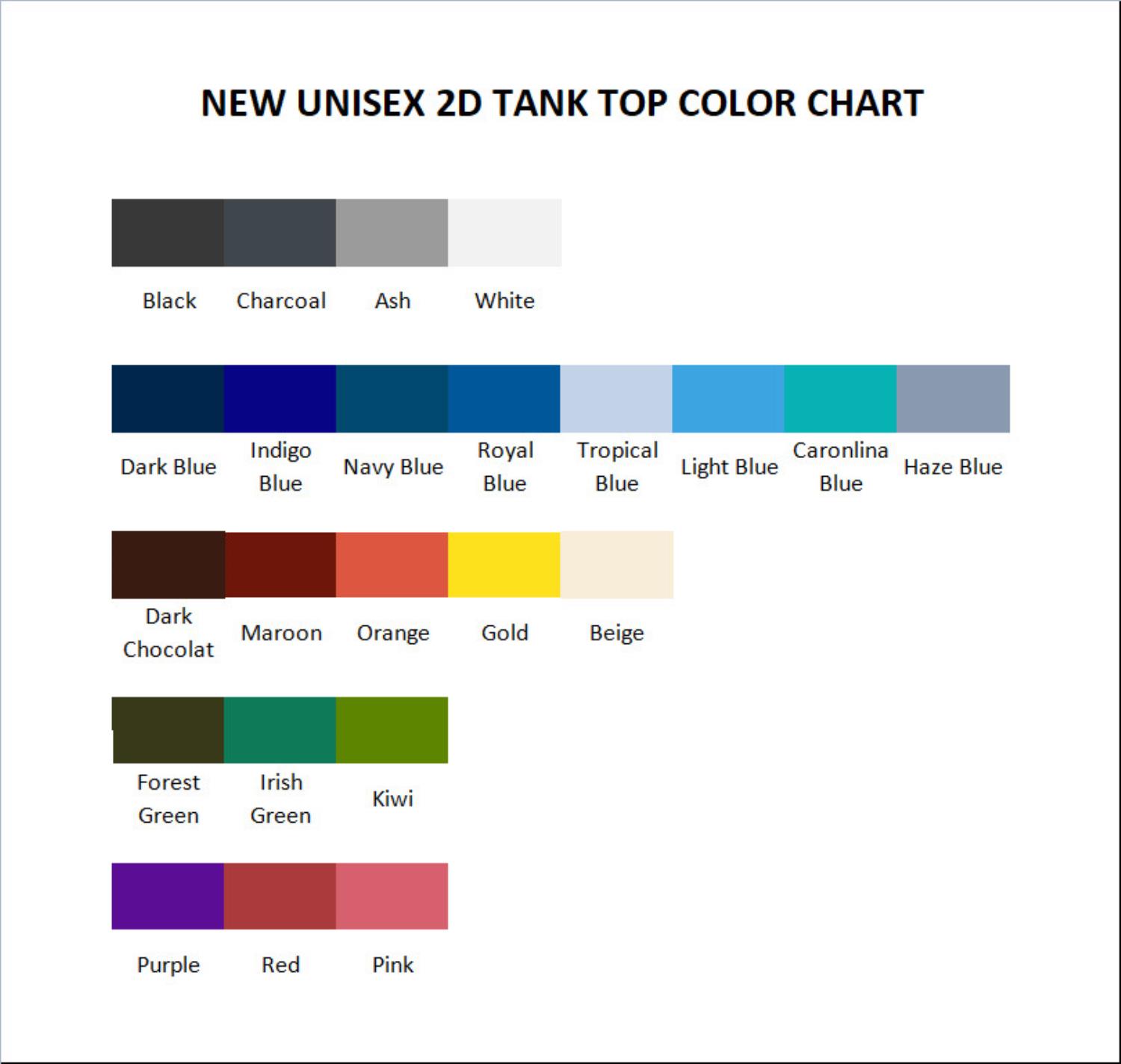 tank top color chart - Ajr Band Shop