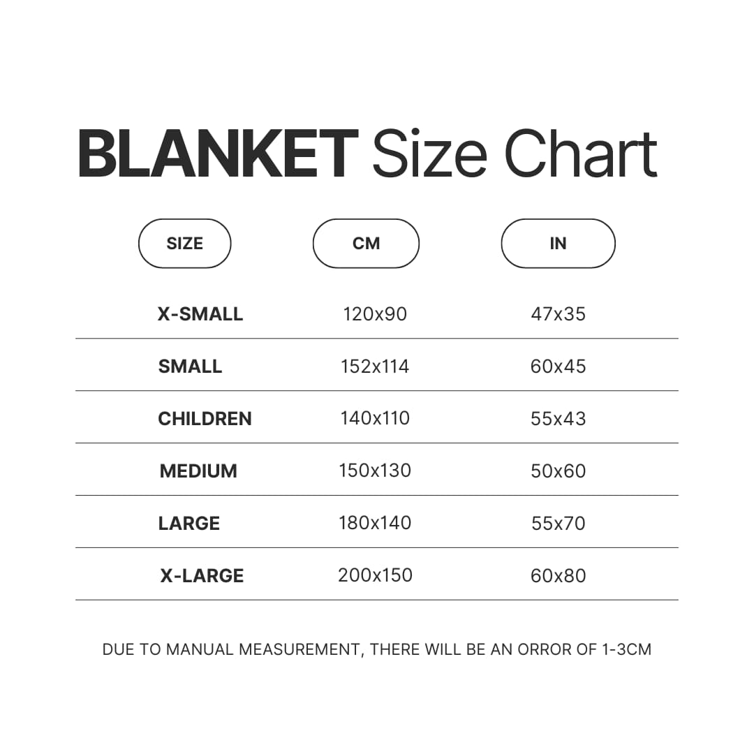 Blanket Size Chart - Ajr Band Shop