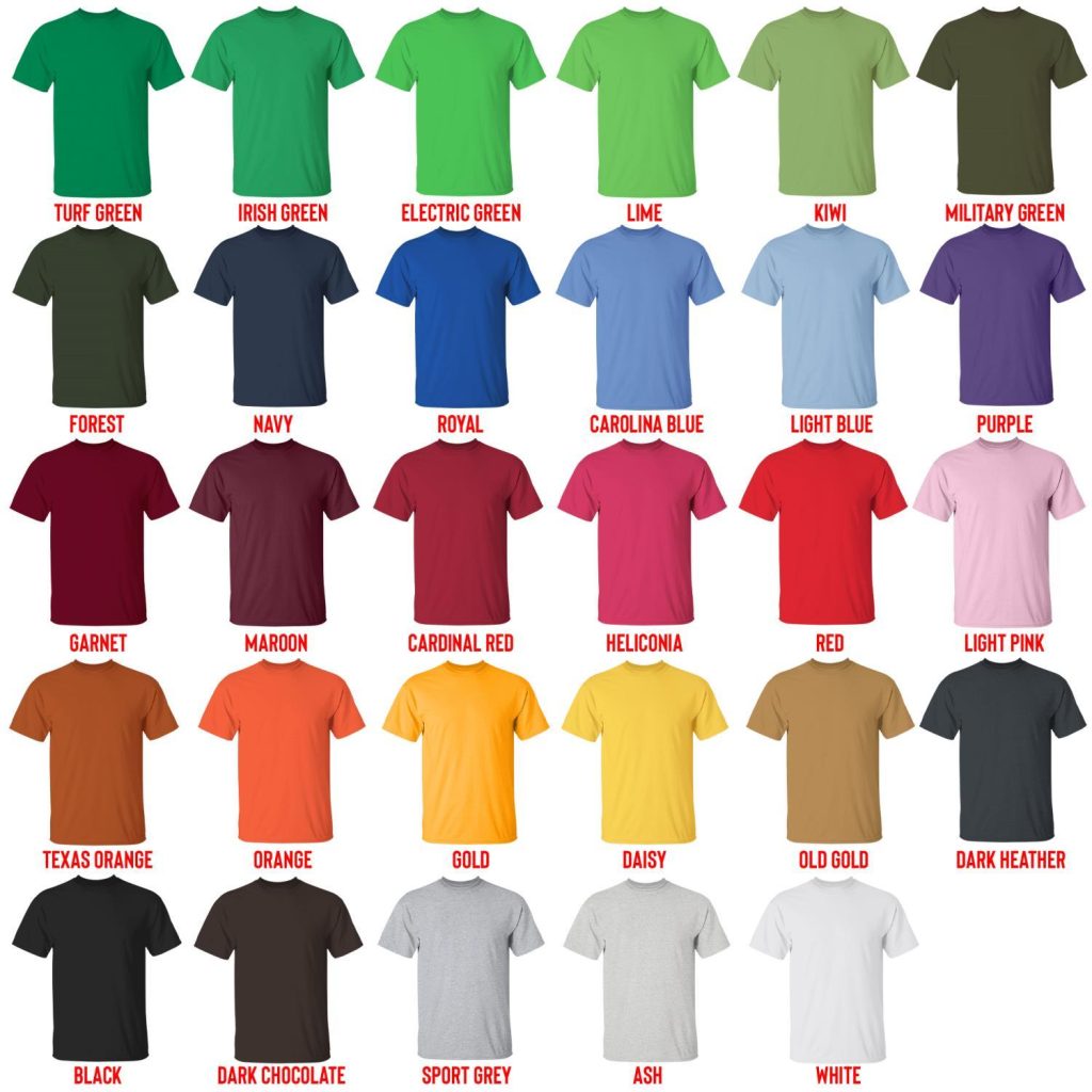 t shirt color chart - Ajr Band Shop